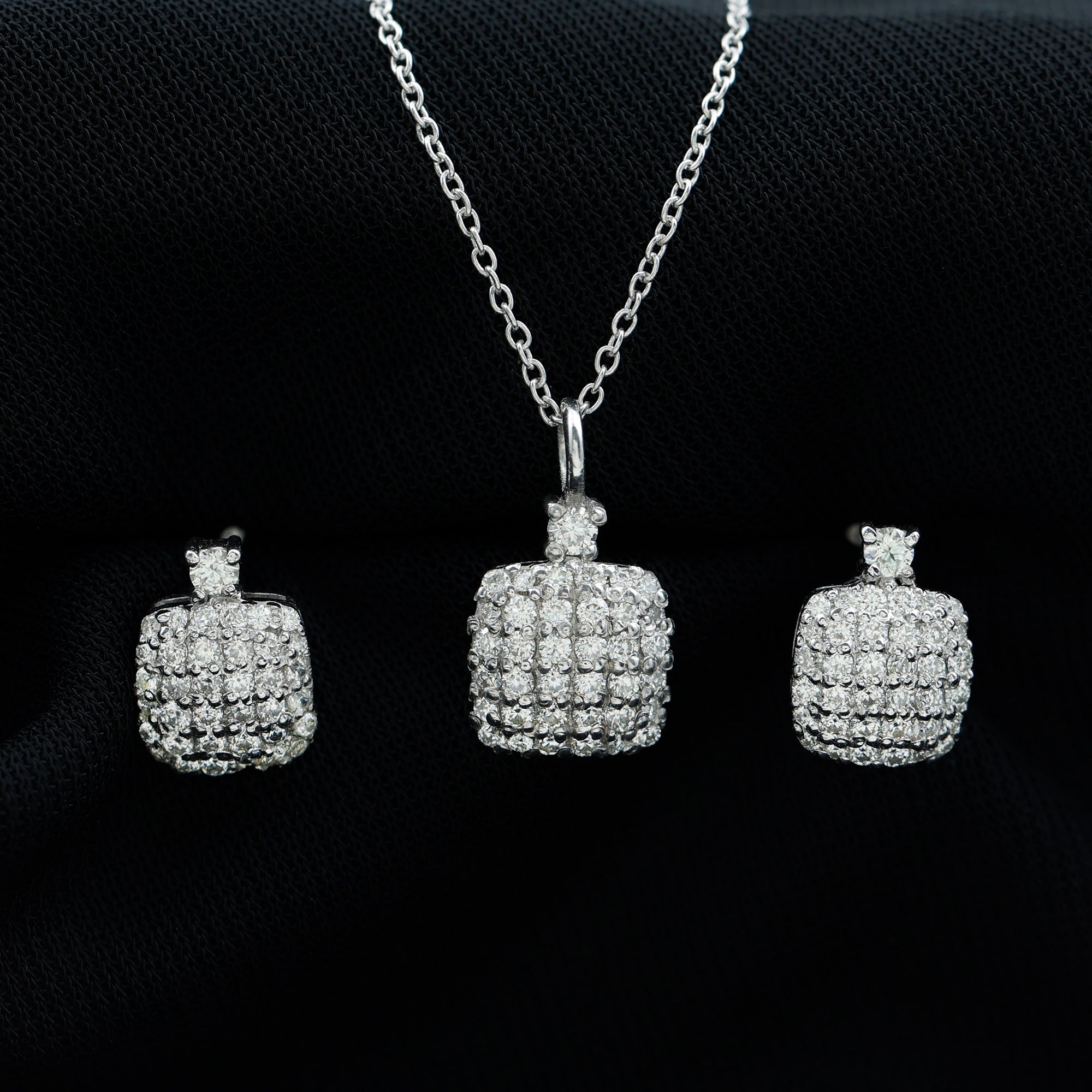 Round Moissanite Matching Necklace and Earrings Set