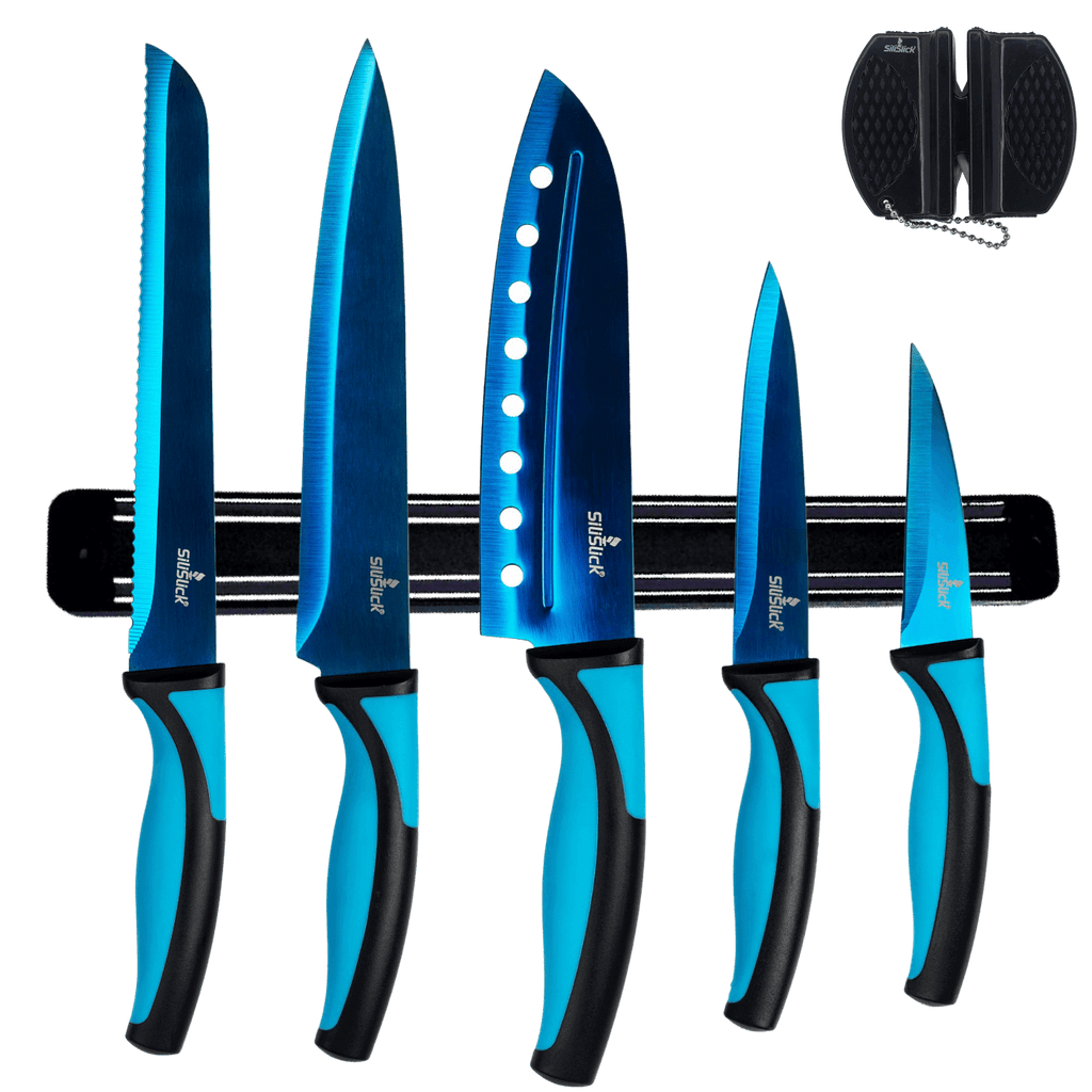 Kitchen Knife Set with Magnetic Rack & Sharpener